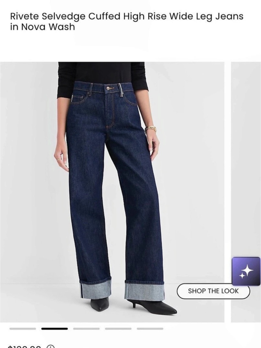 LOFT Rivete Cuffed High Rise Wide Leg Jeans Wide Leg Jeans in Blue Petite